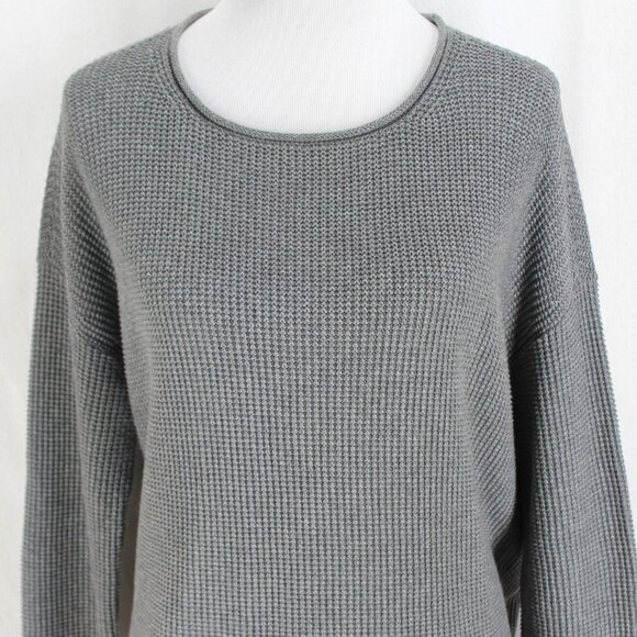 Eileen Fisher Sweater Womens Size M Gray Organic Cotton Drop Shoulder Pullover - Picture 2 of 7
